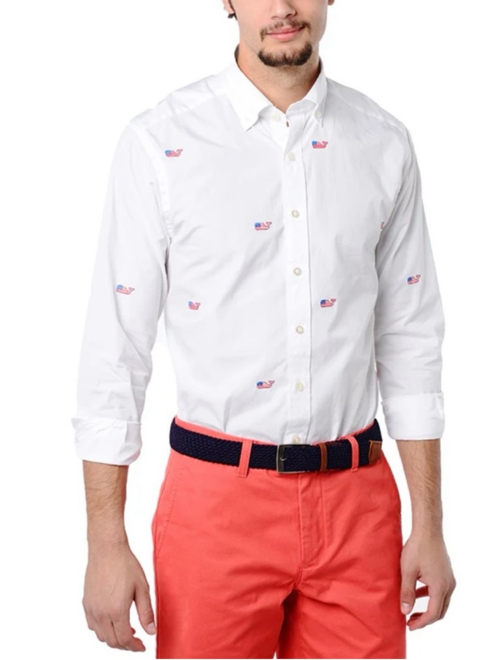 Vineyard Vines White Whale Embroidered Button Down Shirt Men’s Large Americana